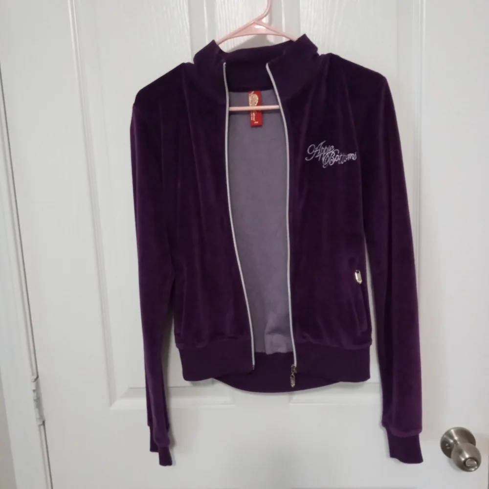 Apple Bottoms Velour Jacket Vintage Zip Up Mock Neck Purple Size Medium - Picture 6 of 11